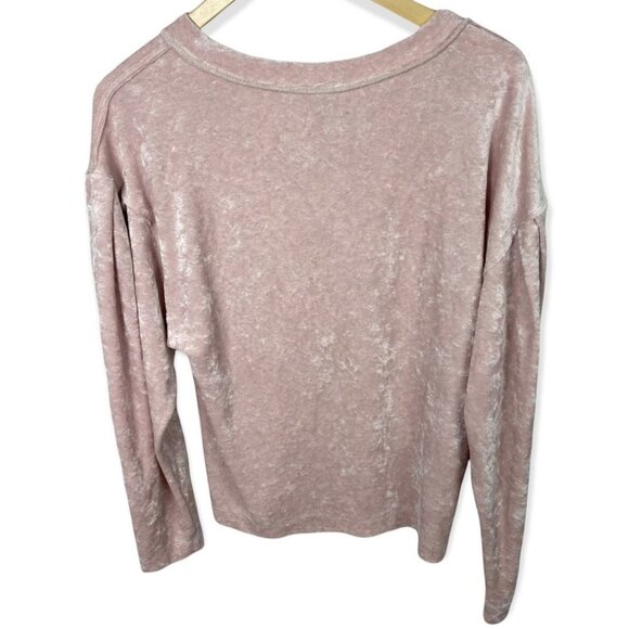 Free People Crushed Velvet Pink Milan‎ Layering Top Sweatshirt Size XS Velour - Picture 5 of 10
